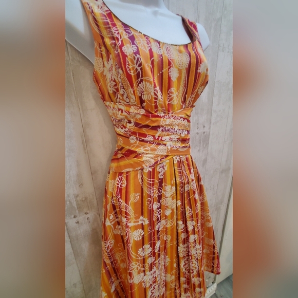 Amanda Smith Cotton Jackie O Colorful Sleeveless Midi A Line Dress Size 4 - Picture 2 of 7